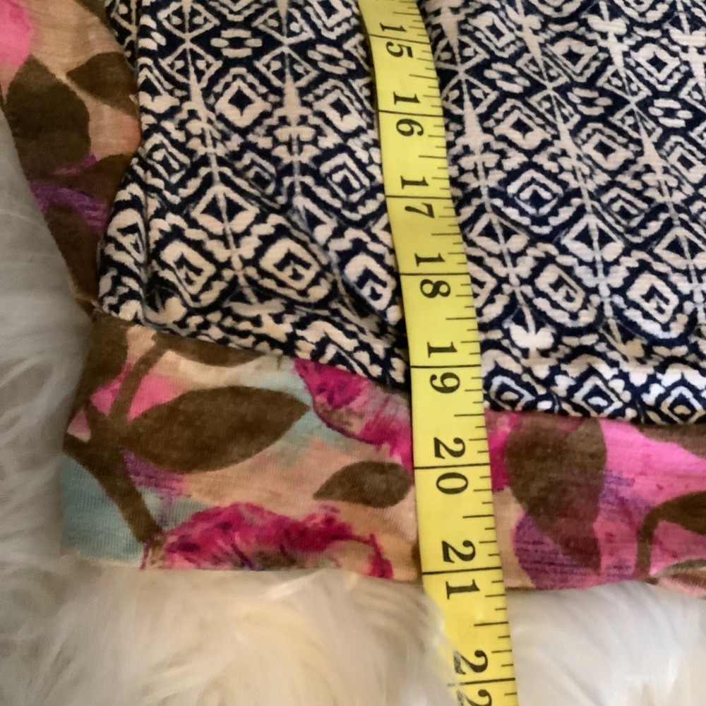 Vanessa Virginia Anthropologie Mixed Print Blouse Floral Ikat Asymmetric Navy S - Picture 10 of 15
